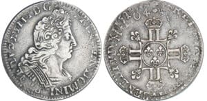 Louis XIV (1643-1715) - ¼ écu aux 8 L, 2ème type - 1704 A (Paris) flan réf Louis XIV (1643-1715) - ¼ écu aux 8 L, 2ème type - 1704 A (Paris) flan réf