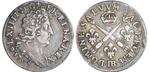 Louis XIV (1643-1715) - 5 sols aux insignes - 1704 BB (Strasbourg) flan réf Louis XIV (1643-1715) - 5 sols aux insignes - 1704 BB (Strasbourg) flan réf