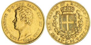 Italie - Sardaigne - Carlo Alberto - 20 lire 1844 (Turin) Italie - Sardaigne - Carlo Alberto - 20 lire 1844 (Turin)
