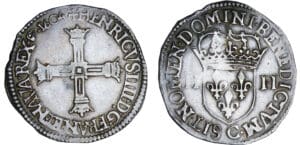 Henri IV (1589-1610) - Quart d'écu à la croix bâtonnée couronnée - 1604 C (Saint-Lô) Henri IV (1589-1610) - Quart d'écu à la croix bâtonnée couronnée - 1604 C (Saint-Lô)