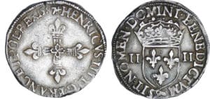 Henri III (1574-1589) - Quart d'écu - 1587 9 (Rennes)