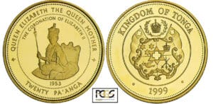 Tonga (île) - Couronnement de la reine Elisabeth II - 20 pa'anga 1999 Tonga (île) - Couronnement de la reine Elisabeth II - 20 pa'anga 1999
