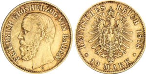 Allemagne - Baden - Freidrich I - 10 mark 1878 G (Stuttgart)