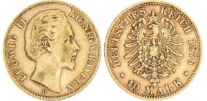 Allemagne - Bavière - Ludwig II - 10 mark 1876 D
