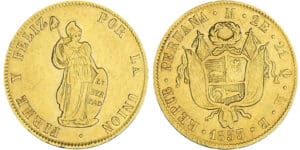 Pérou - 2 escudos 1853 MB (Lima) Pérou - 2 escudos 1853 MB (Lima)