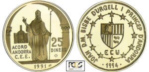 Principauté d'Andorre - 25 diners 1991 Principauté d'Andorre - 25 diners 1991