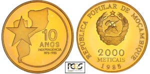 Mozambique - 10ème anniversaire de l'indédendance - 2000 meticais 1985 Mozambique - 10ème anniversaire de l'indédendance - 2000 meticais 1985