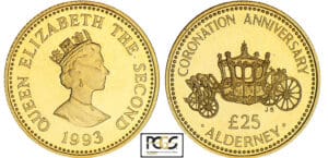 Alderney (île d') - Anniversaire du couronnement d'Elisabeth II - 25 pounds 1993