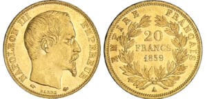 20 francs Napoléon III tête nue - 1859 A (Paris)