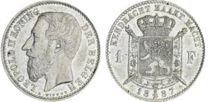 Belgique - Léopold II - 1 francs 1887 (Légende hollandaise) Belgique - Léopold II - 1 francs 1887 (Légende hollandaise)