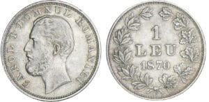 Roumanie - Carol I - 1 leu 1870 c Roumanie - Carol I - 1 leu 1870 c