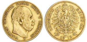 Allemagne - Prusse - Wilhem I - 10 mark 1872 B