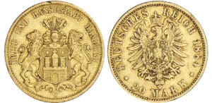 Allemagne - Hamburg - 20 mark 1884 J