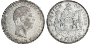 Crête - 5 drachmes 1901 A (Paris)