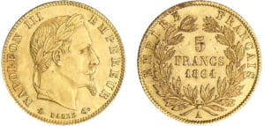 5 francs Napoléon III tête laurée - 1864 A (Paris)