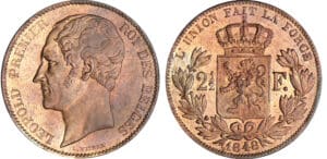 Belgique - Léopold 1er - 2 1/2 francs 1848 - Essai en bronze Belgique - Léopold 1er - 2 1/2 francs 1848 - Essai en bronze
