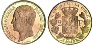 Belgique - Léopold 1er - 2 francs 1848 - Essai en bronze Belgique - Léopold 1er - 2 francs 1848 - Essai en bronze