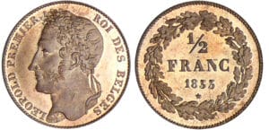 Belgique - Léopold 1er - 1 /2 franc 1833 - Essai en bronze Belgique - Léopold 1er - 1 /2 franc 1833 - Essai en bronze