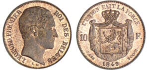 Belgique - Léopold 1er - 10 francs 1849 - Essai en bronze Belgique - Léopold 1er - 10 francs 1849 - Essai en bronze