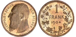 Belgique - Léopold II - 1 franc 1904 - essai en bronze Belgique - Léopold II - 1 franc 1904 - essai en bronze