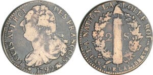 2 sols au faisceau type FRANCOIS - 1792 AA (Metz)