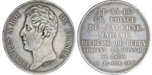 Charles X - Visite de la Monnaie de Paris - Module de la 5 francs 1825 Charles X - Visite de la Monnaie de Paris - Module de la 5 francs 1825