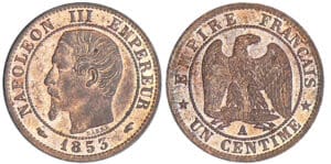 1 centime Napoléon III tête nue - 1853 A (Paris)