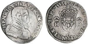 Henri II (1547-1559) - Teston à la tête nue - 5ème type - 1553 G (Poitiers) Henri II (1547-1559) - Teston à la tête nue - 5ème type - 1553 G (Poitiers)