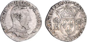 Henri II (1547-1559) - Teston à la tête nue - 5ème type - Sans date et sans lettre d'atelier Henri II (1547-1559) - Teston à la tête nue - 5ème type - Sans date et sans lettre d'atelier