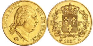 40 francs Louis XVIII au buste nu - 1820 A (Paris)