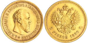 Russie - Alexandre III - 5 roubles 1890 AΓ (Saint-Pétersbourg) Russie - Alexandre III - 5 roubles 1890 AΓ (Saint-Pétersbourg)