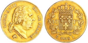 40 francs Louis XVIII au buste nu - 1816 L (Bayonne)