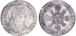 Louis XIV (1643-1715) - Ecu aux 8 L, 2ème type à la tête nue - 1704 A (Paris) flan réf Louis XIV (1643-1715) - Ecu aux 8 L, 2ème type à la tête nue - 1704 A (Paris) flan réf