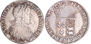 Louis XIV (1643-1715) - ½ écu de Béarn à la mèche longue - 1650 (Pau)