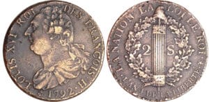 2 sols au faisceau type FRANCOIS - 1792 H (La Rochelle)