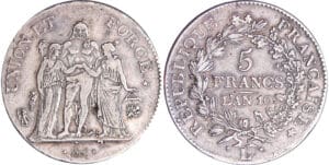 5 francs Hercule union et force - An 10 L (Bayonne) A (Paris) 5 francs Hercule union et force - An 10 L (Bayonne) A (Paris)
