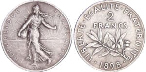 2 francs Semeuse - 1898 flan mat 2 francs Semeuse - 1898 flan mat