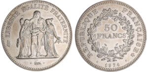 50 francs Hercule - 1974 avec l'avers de la 20 francs