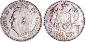 Monaco - Louis II - 5 francs 1945 - Essai en argent Monaco - Louis II - 5 francs 1945 - Essai en argent