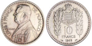 Monaco - Louis II - 10 francs 1945 - Essai en argent Monaco - Louis II - 10 francs 1945 - Essai en argent