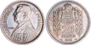Monaco - Louis II - 20 francs 1945 - Essai en argent Monaco - Louis II - 20 francs 1945 - Essai en argent