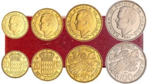 Monaco - Rainier III - Boitier essai de la 10, 20, 50 et 100 francs 1950 Monaco - Rainier III - Boitier essai de la 10, 20, 50 et 100 francs 1950