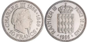 Monaco - Rainier III - 10 francs 1966 - Essai en argent Monaco - Rainier III - 10 francs 1966 - Essai en argent