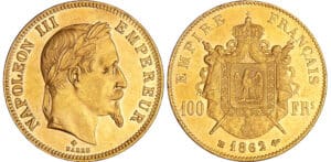 100 francs Napoléon III tête laurée - 1862 BB (Strasbourg)