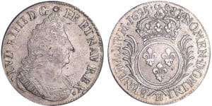 Louis XIV (1643-1715) - ½ écu aux palmes - 1695 H (La Rochelle) flan réf Louis XIV (1643-1715) - ½ écu aux palmes - 1695 H (La Rochelle) flan réf