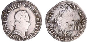 Henri III (1574-1589) - Demi-teston - 4ème type - 1577 H (La Rochelle) Henri III (1574-1589) - Demi-teston - 4ème type - 1577 H (La Rochelle)