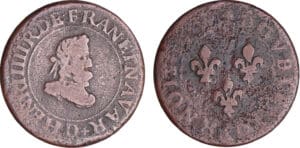 Henri IV (1589-1610) - Double tournois - D (Lyon) piéfort Henri IV (1589-1610) - Double tournois - D (Lyon) piéfort