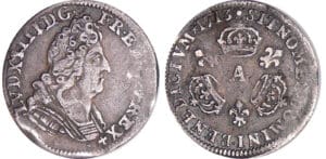 Louis XIV (1643-1715) - 1/20 écu aux 3 couronnes - 1713 A (Paris) Louis XIV (1643-1715) - 1/20 écu aux 3 couronnes - 1713 A (Paris)