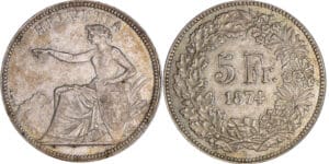 Suisse - 5 francs 1874 B Suisse - 5 francs 1874 B