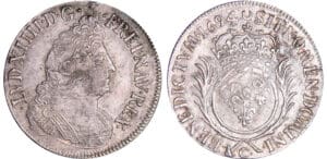 Louis XIV (1643-1715) - ½ écu aux palmes - 1694 C (Caen) flan réf Louis XIV (1643-1715) - ½ écu aux palmes - 1694 C (Caen) flan réf